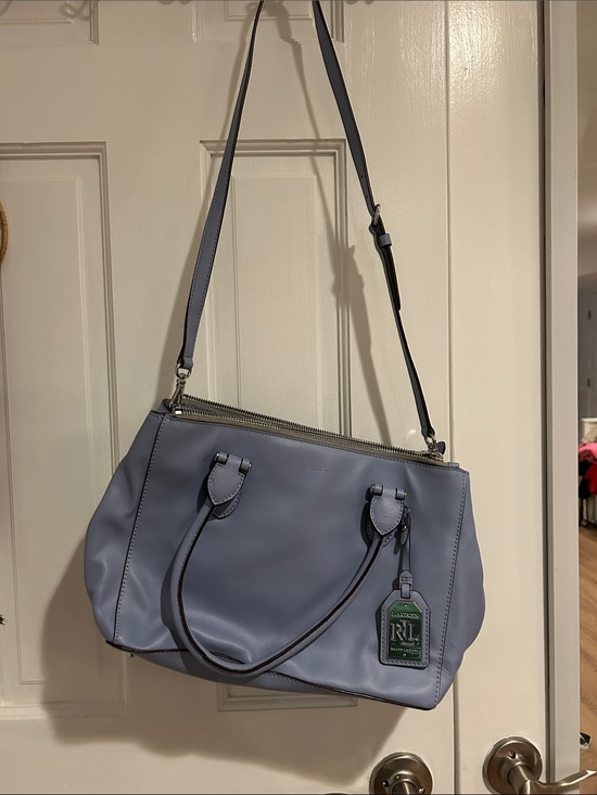 Ralph Lauren Handbags - Ralph Lauren Dusty Blue Leather Shoulder Tote